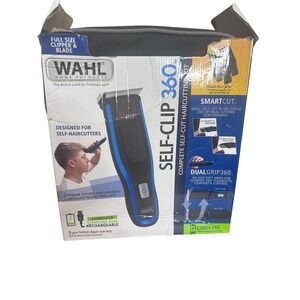 Wahl Self-Clip 360 Cordless Haircutting Kit 6275LP Blue Black Lithium Ion 22pc